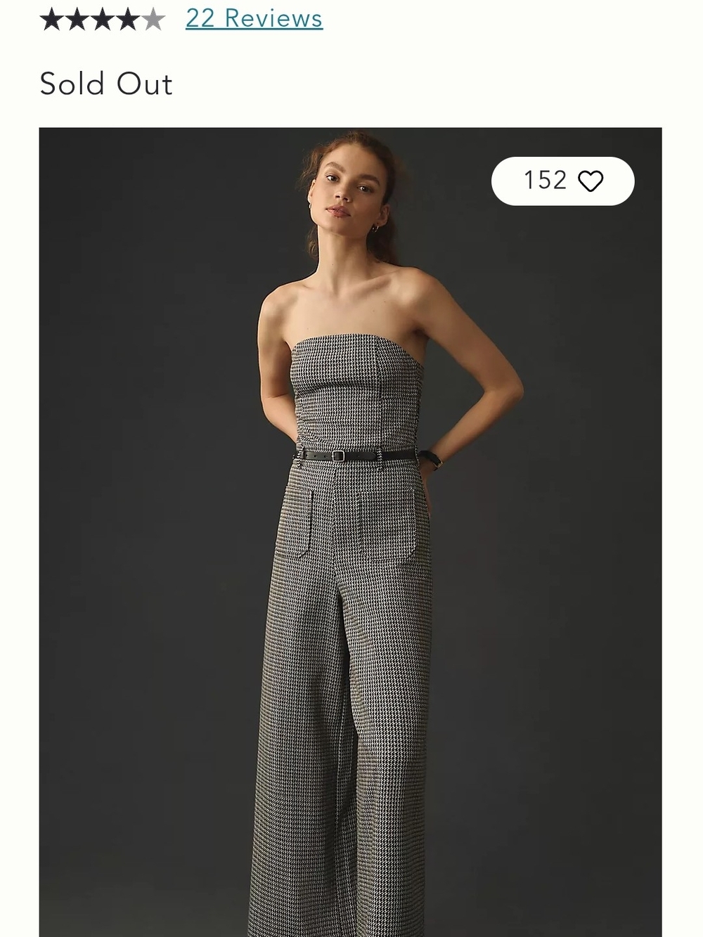 Anthropologie MaeveStrapless Houndstooth Wide-Leg Jumpsuit Size 4